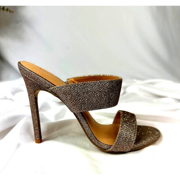 Express Shimmery Slip On Open Toe Pump Bronze/Silver 7 - Picture 3 of 12